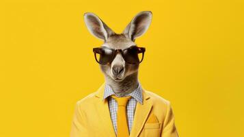 Generative AI, Cool Kangaroo Stylish Shades on a Pastel Playground photo