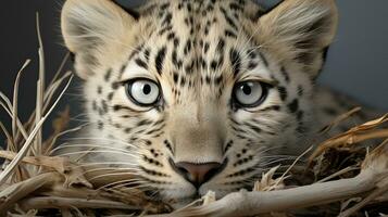 Elusive Majesty Leopard in the Enchanted Forest, AI Generative photo