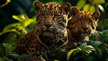 elusivo majestad leopardo en el encantado bosque, ai generativo foto