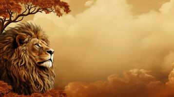Majestic Lion Roaming the African Savanna, AI Generative photo