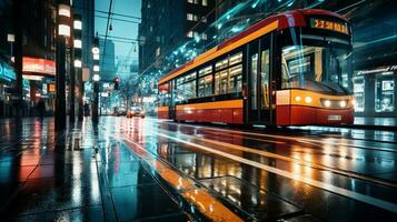 urbano sinfonía fascinante ligero caminos a noche, generativo ai foto