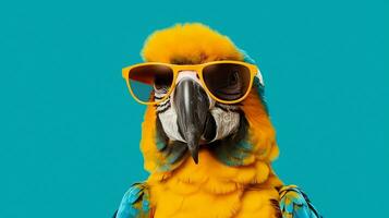 generativo ai, vibrante guacamayo un vistoso aviar fashionista foto