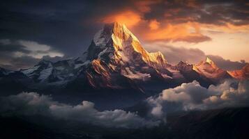 generativo ai, majestuoso montañas el grandeza de imponente montaña rangos foto