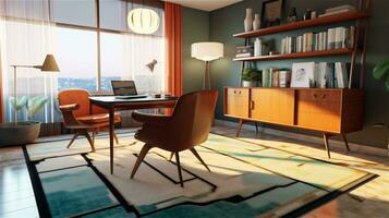 Generative AI, Timeless Work A Mid-Century Modern Home Office photo