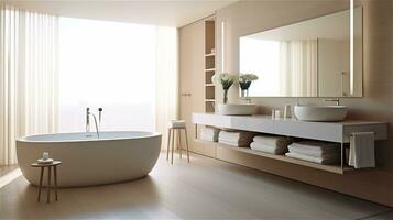 Generative AI, Zen Minimalism A Serene and Functional Bathroom Design photo