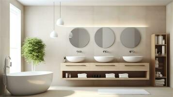 Generative AI, Zen Minimalism A Serene and Functional Bathroom Design photo