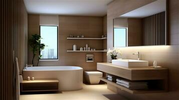 Generative AI, Zen Minimalism A Serene and Functional Bathroom Design photo