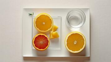 Generative AI, Minimalist food photography Present food in a minimalist and clean way photo