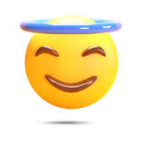 Realistic 3d rendering angel blushing smile emoji png