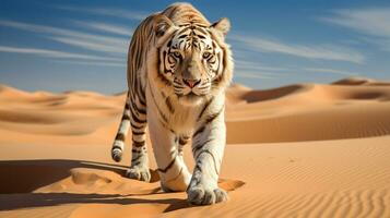 Desert Mirage Camouflaged Tiger in Sandy Landscape, AI Generative photo