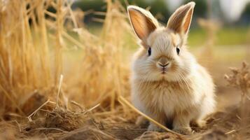 Enchanting Elegance Fuzzy Bunny with Velvet Fur, AI Generative photo