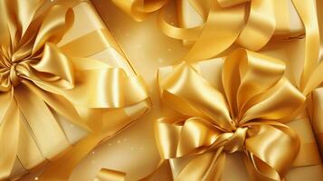 Golden Gifts and Ribbons, AI Generative photo