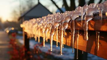 Icicles Nature's Frozen Masterpieces, AI Generative photo