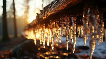 Icicles Nature's Frozen Masterpieces, AI Generative photo