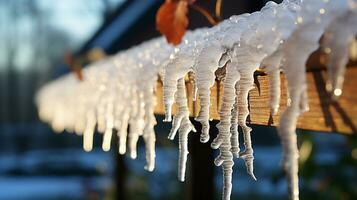 Icicles Nature's Frozen Masterpieces, AI Generative photo