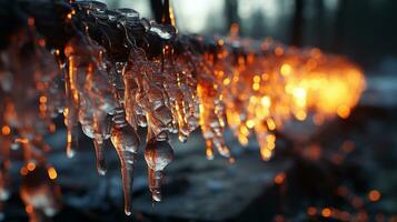 Icicles Nature's Frozen Masterpieces, AI Generative photo
