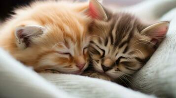 Snuggle Buddies Cozy Kitten Cuddles, AI Generative photo