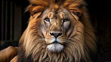 Majestic Encounter The Lion's Piercing Gaze, AI Generative photo