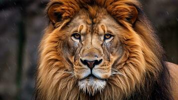 Majestic Encounter The Lion's Piercing Gaze, AI Generative photo