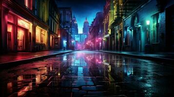 Neon Noir Reflections, AI Generative photo