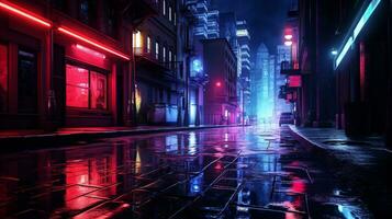 Neon Noir Reflections, AI Generative photo