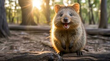 alegre quokka capturar de la naturaleza alegre espíritu, ai generativo foto