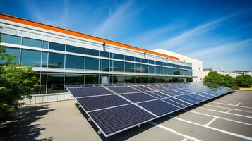 Green Innovation Solar Panels Powering Sustainable Business, AI Generative photo
