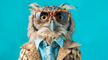 Generative AI, Cool Owl Stylish Shades on Pastel Paradise photo