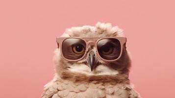 Generative AI, Cool Owl Stylish Shades on Pastel Paradise photo