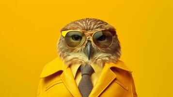 Generative AI, Cool Owl Stylish Shades on Pastel Paradise photo