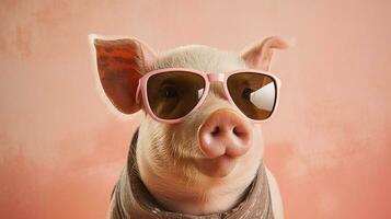 Generative AI, Cool Pig Stylish Shades on a Pastel Playground photo