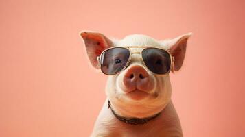 Generative AI, Cool Pig Stylish Shades on a Pastel Playground photo