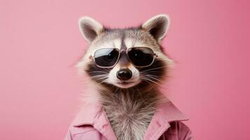 Generative AI, Cool Raccoon Stylish Shades on Pastel Playground photo