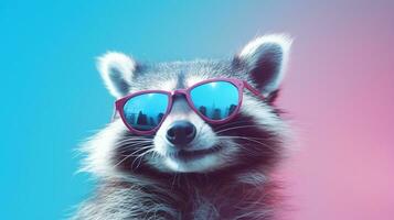 Generative AI, Cool Raccoon Stylish Shades on Pastel Playground photo