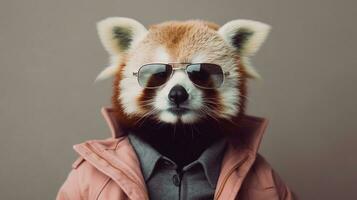 generativo ai, frio vibraciones rojo panda deportivo Gafas de sol foto