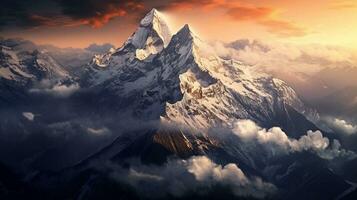 Generative AI, Majestic Majesty A Captivating View of Snowcapped Peaks photo