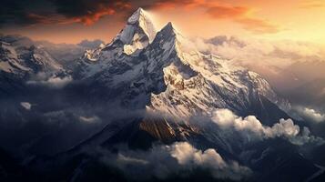 Generative AI, Majestic Majesty A Captivating View of Snowcapped Peaks photo