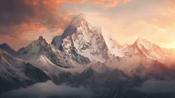 Generative AI, Majestic Majesty A Captivating View of Snowcapped Peaks photo