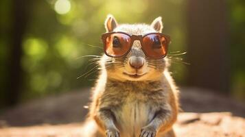 Generative AI, Cool Squirrel Stylish Shades on a Pastel Playground photo