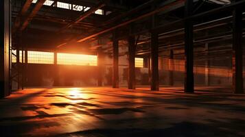 Generative AI, Shadow Dance Abstract Forms in Industrial Light photo