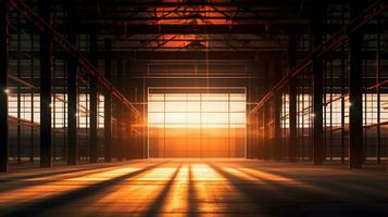 Generative AI, Shadow Dance Abstract Forms in Industrial Light photo