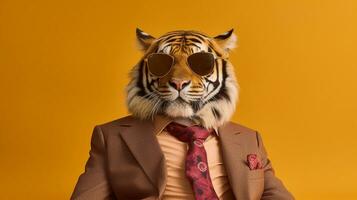Generative AI, Cool Tiger A Majestic Feline in Stylish Shades photo