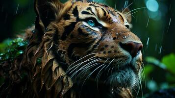 Majestic Tiger in the Enchanting Rainforest, AI Generative photo