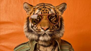 Generative AI, Cool Tiger A Majestic Feline in Stylish Shades photo