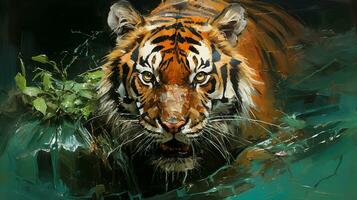 Majestic Tiger in the Enchanting Rainforest, AI Generative photo