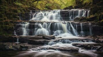 Generative AI, Cascading Symphony Capturing the Graceful Flow of Waterfalls photo
