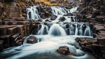 Generative AI, Cascading Symphony Capturing the Graceful Flow of Waterfalls photo