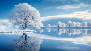 Generative AI, Winter Landscapes Embrace the stark beauty of winter landscapes photo