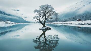 generativo ai, invierno paisajes abrazo el rígido belleza de invierno paisajes foto