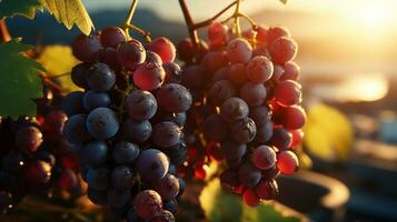 Vineyard Views Rows of Grapevines Under the Sun, AI Generative photo